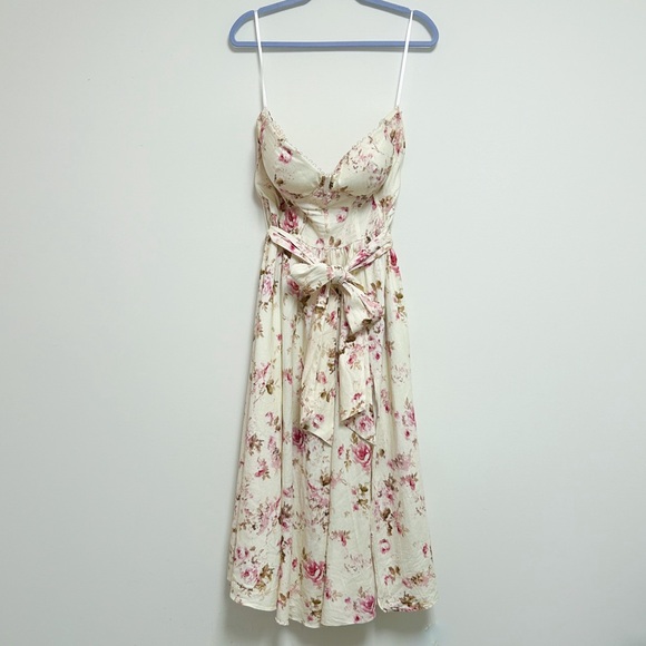 V Chapman The Valentina English Rose Ivory Pink Floral Strapless